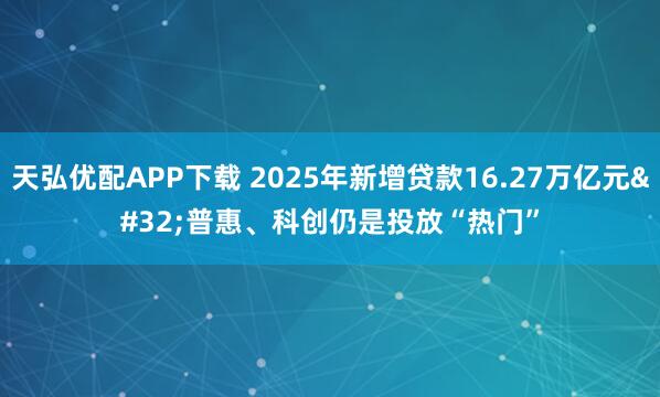 天弘优配APP下载 2025年新增贷款16.27万亿元 普惠、科创仍是投放“热门”